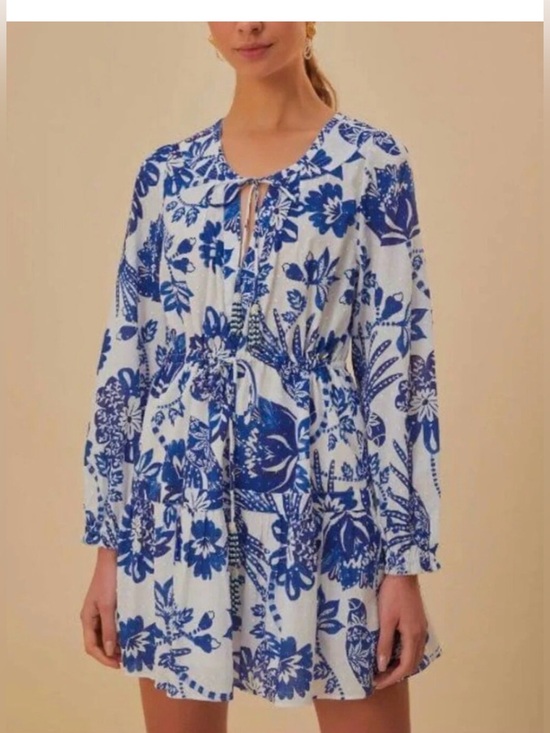 FARM Rio Dresses & Skirts - FARM RIO Bead-Embellished Printed Swiss-Dot Cotton Mini Dress. Size XS